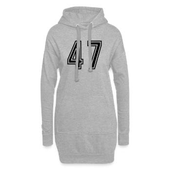 47 Symbole numérique - Sweat-shirt à capuche long Femme - gris chiné - Devant
