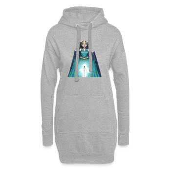Reine mystique lumineuse sur trône - Sweat-shirt à capuche long Femme - gris chiné - Devant