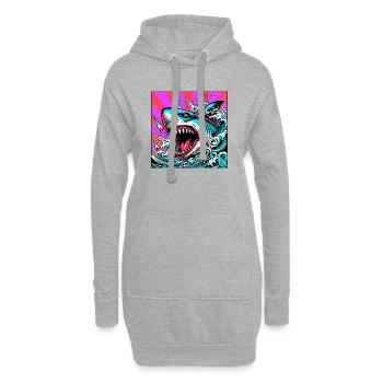 Requin - Sweat-shirt à capuche long Femme - gris chiné - Devant