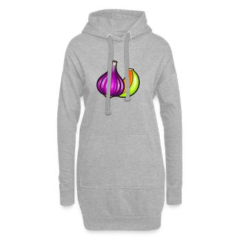 Illustration Pop Art : Tête et Gousse d'Ail Violet - Sweat-shirt à capuche long Femme - gris chiné - Devant
