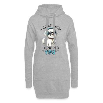 Maltais de dessin animé Je suis venu Je t’ai vu Je t’ai ignoré - Sweat-shirt à capuche long Femme - gris chiné - Devant