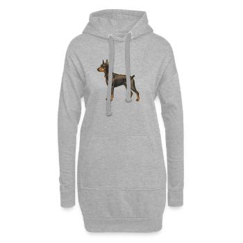 Dobermann Pinscher dans le style rétro - Sweat-shirt à capuche long Femme - gris chiné - Devant