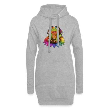 Grenouille Rasta sur le signe de paix de la fleur de tournesol - Sweat-shirt à capuche long Femme - gris chiné - Devant