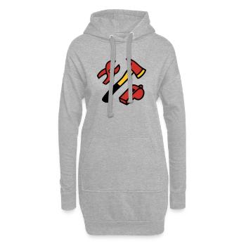 Graphismes des outils des pompiers - Sweat-shirt à capuche long Femme - gris chiné - Devant