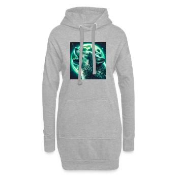 Wolf heult zum Vollmond - Hoodie-Kleid - Grau meliert - Vorne