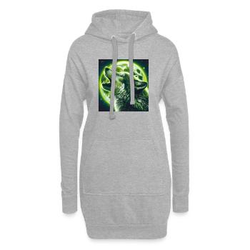 Wolf heult zum Vollmond - Hoodie-Kleid - Grau meliert - Vorne
