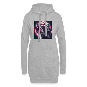 Wolf heult zum Vollmond - Hoodie-Kleid - Grau meliert - Vorne