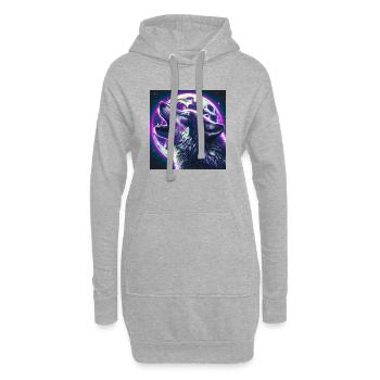 Le loup hurle à la pleine lune - Sweat-shirt à capuche long Femme - gris chiné - Devant