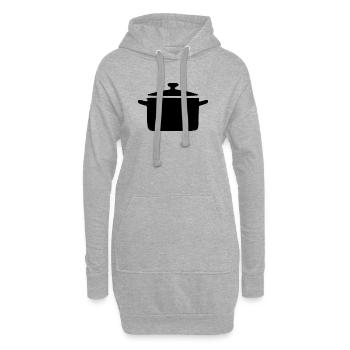 Kochtopf Topf kochen Symbol shwarz Geschenk Koch  - Hoodie-Kleid - Grau meliert - Vorne