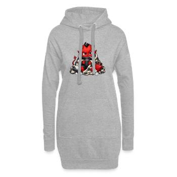 Démon de l’Hiver avec une boisson chaude - Sweat-shirt à capuche long Femme - gris chiné - Devant
