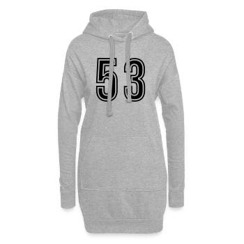 53 Zahl Symbol - Hoodie-Kleid - Grau meliert - Vorne