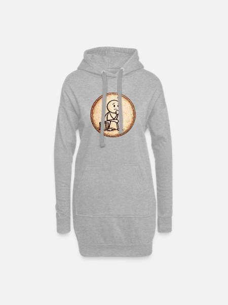 Sepia Thinker Sketch - Hoodie Dress - heather grey