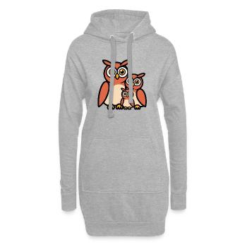 Famille de hiboux - Sweat-shirt à capuche long Femme - gris chiné - Devant