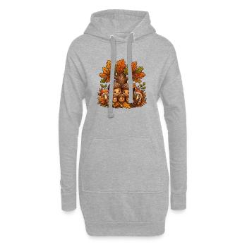 La famille des glands dans la forêt d’automne - Sweat-shirt à capuche long Femme - gris chiné - Devant