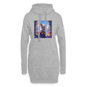 Le renard fantastique parmi les perles - Sweat-shirt à capuche long Femme - gris chiné - Devant