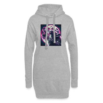 Wolf heult zum Vollmond - Hoodie-Kleid - Grau meliert - Vorne