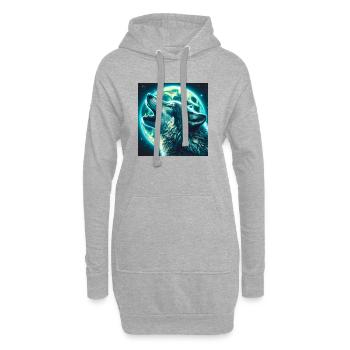 Wolf heult zum Vollmond - Hoodie-Kleid - Grau meliert - Vorne