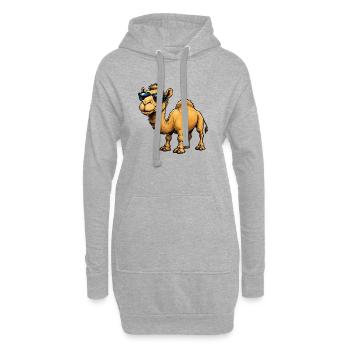 Chameau avec lunettes de soleil - Sweat-shirt à capuche long Femme - gris chiné - Devant