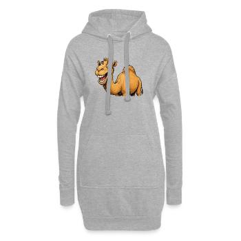 Dessin animé du chameau rieur - Sweat-shirt à capuche long Femme - gris chiné - Devant