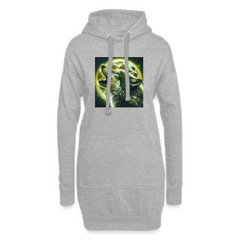 Wolf heult zum Vollmond - Hoodie-Kleid - Grau meliert - Vorne