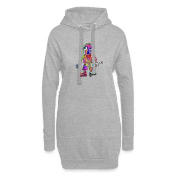 Figurine colorée - Sweat-shirt à capuche long Femme - gris chiné - Devant