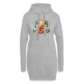 Pain câlin Chaleur du cœur - Sweat-shirt à capuche long Femme - gris chiné - Devant