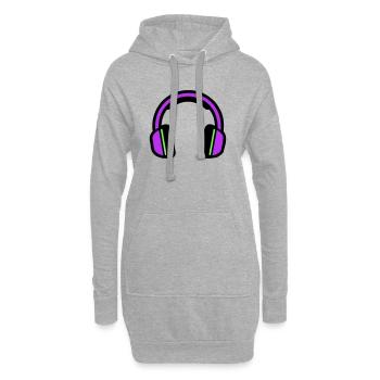 Silhouette musicale des écouteurs - Sweat-shirt à capuche long Femme - gris chiné - Devant