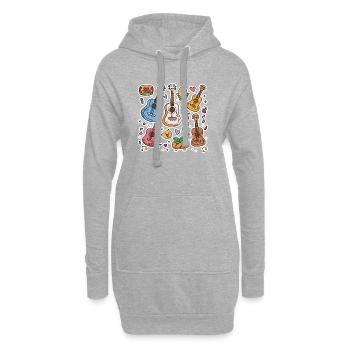 Style de bande dessinée au ukulélé - Sweat-shirt à capuche long Femme - gris chiné - Devant
