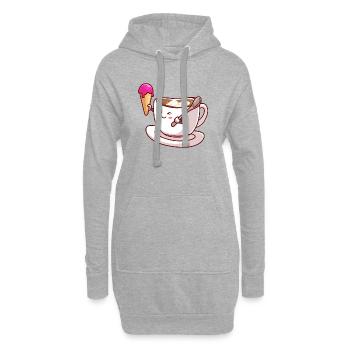 Kawaii-Kaffeekegel-Maskottchen - Hoodie-Kleid - Grau meliert - Vorne
