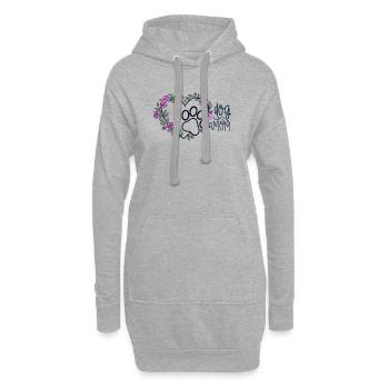 Maman du Chien Cœur de Fleurs - Sweat-shirt à capuche long Femme - gris chiné - Devant