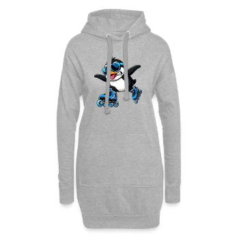 Cooler Pinguin Inline Skater Lustig Comic - Hoodie-Kleid - Grau meliert - Vorne