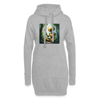 Robot d’Or et Papillon dans la Forêt - Sweat-shirt à capuche long Femme - gris chiné - Devant