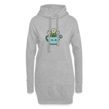 Blumige Gießkanne Cartoon - Hoodie-Kleid - Grau meliert - Vorne