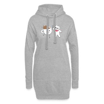 Süße Katze und Kaffeetasse High Five - Hoodie-Kleid - Grau meliert - Vorne