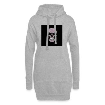 Glitzernder Totenschädel auf Schwarz - Hoodie-Kleid - Grau meliert - Vorne