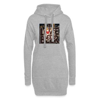 Ich liebe Bier Herz-Logo - Hoodie-Kleid - Grau meliert - Vorne