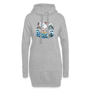 Papierboot Meeresabenteuer - Hoodie-Kleid - Grau meliert - Vorne
