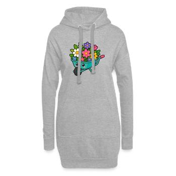 Frühlingswagen voller Blüten - Hoodie-Kleid - Grau meliert - Vorne
