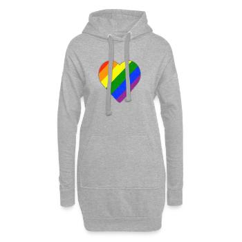 Heart with rainbow stripes - Hoodie Dress - heather grey - Front