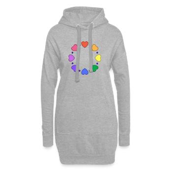 Bunter Herzkreis aus Herzen - Hoodie-Kleid - Grau meliert - Vorne