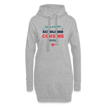 Einschulung 2026 Cousine - Schulkind Geschenk Schu - Hoodie-Kleid - Grau meliert - Vorne