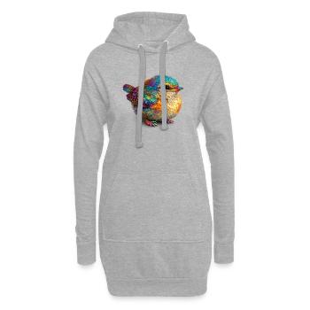 Regenbogenvogel - Hoodie-Kleid - Grau meliert - Vorne