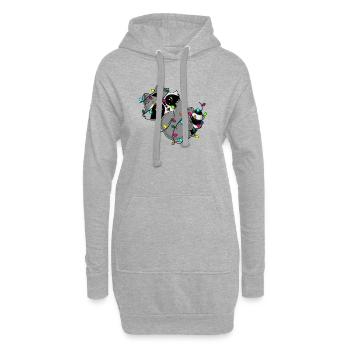Snuggles der Waschbär und die Lichterkette - Hoodie-Kleid - Grau meliert - Vorne