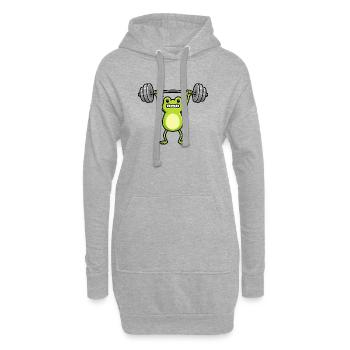 Süßer Frosch beim Fitness Training Cartoon - Hoodie-Kleid - Grau meliert - Vorne