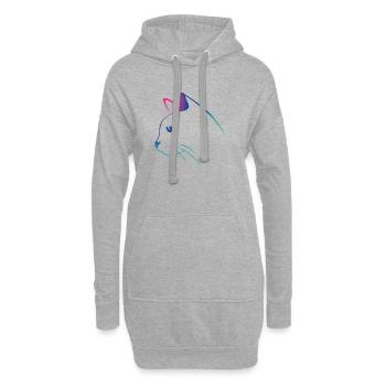 Cat Line Drawing Gradient - Hoodie Dress - heather grey - Front