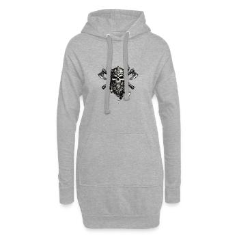 Wikingerschädelwappen mit Äxten - Hoodie-Kleid - Grau meliert - Vorne