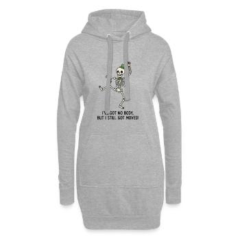 Tanzendes Skelett mit grünem Hut - Hoodie-Kleid - Grau meliert - Vorne