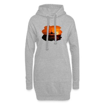 Flugzeuglandung bei Sonnenuntergang - Hoodie-Kleid - Grau meliert - Vorne