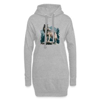Wolf - Hoodie Dress - heather grey - Front