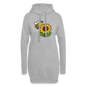 Sunflower Bee Cartoon - Hoodie Dress - heather grey - Front